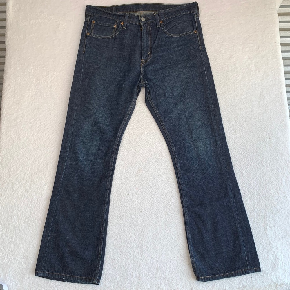 Levis 527 Slim Bootcut Jeans Mens 34x30 (FITS 36x30) Blue Denim Zip Dark Wash